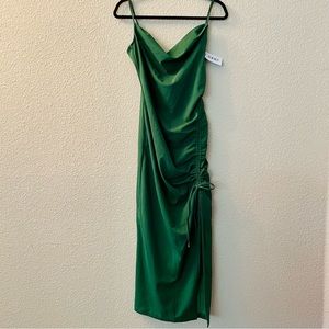 Solid drawstring midi dress (large)